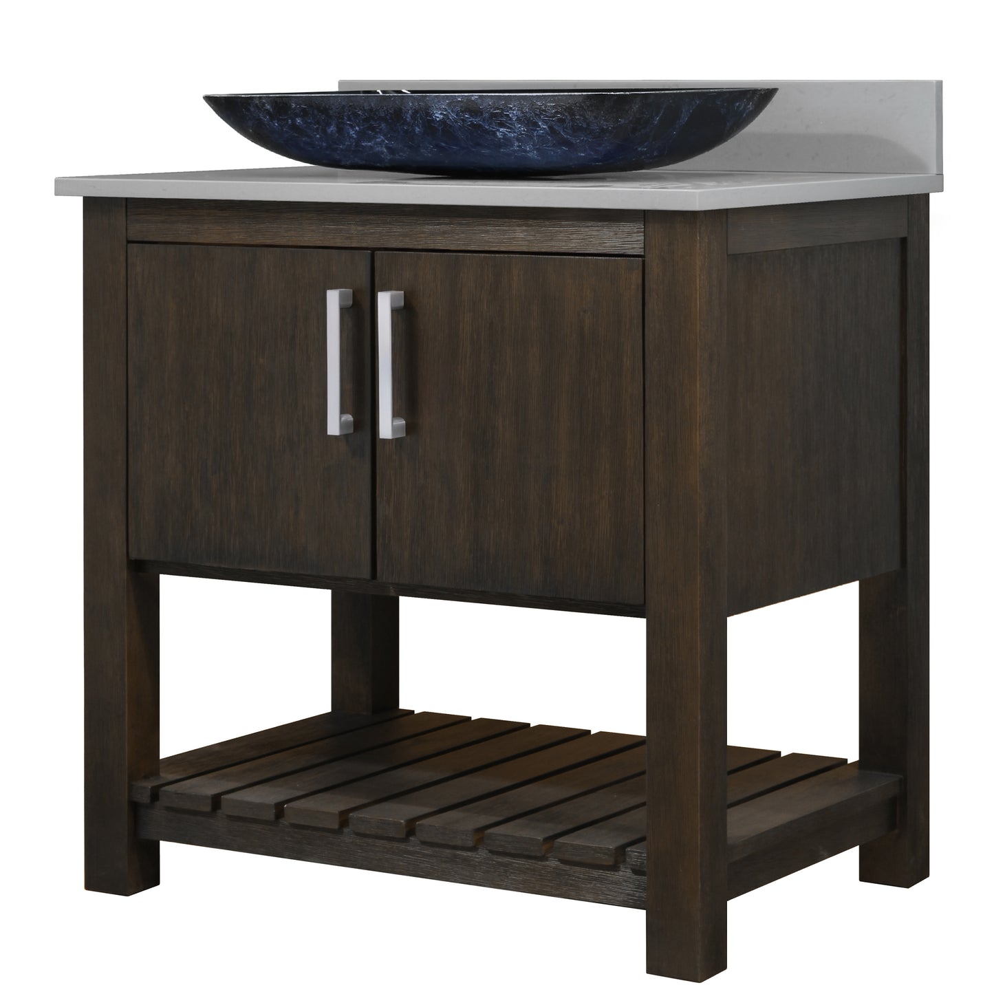 30-inch Bath Vanity with Storm Grey Quartz Counter and Sink - NOBV-30CM-280-19034
