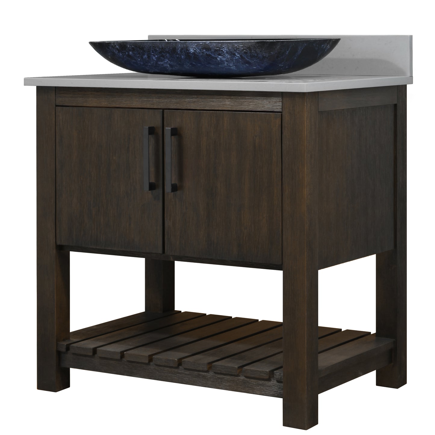 30-inch Bath Vanity with Storm Grey Quartz Counter and Sink - NOBV-30CM-280-19034