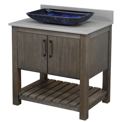 30-inch Bath Vanity with Storm Grey Quartz Counter and Sink - NOBV-30CM-280-19034