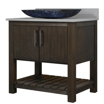 30-inch Bath Vanity with Storm Grey Quartz Counter and Sink - NOBV-30CM-280-19034