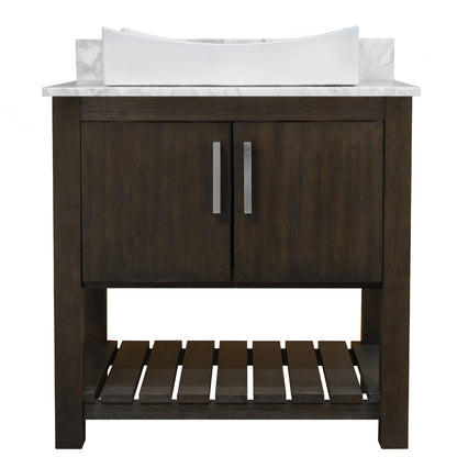 30-inch Bath Vanity with Carrara White Marble Counter and Sink - NOBV-30CM-CAR-01141