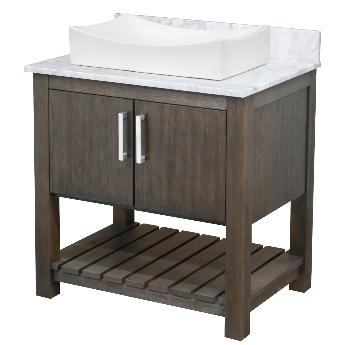 30-inch Bath Vanity with Carrara White Marble Counter and Sink - NOBV-30CM-CAR-01141