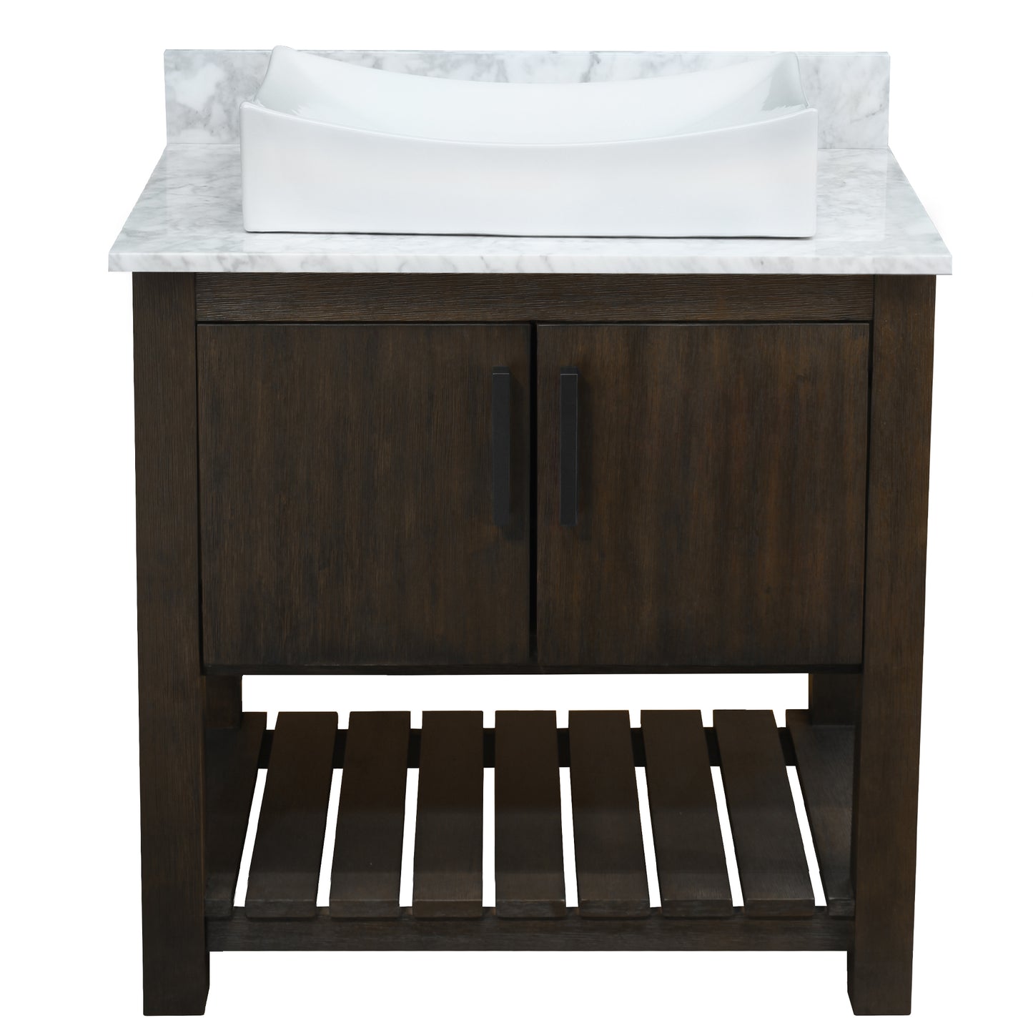 30-inch Bath Vanity with Carrara White Marble Counter and Sink - NOBV-30CM-CAR-01141