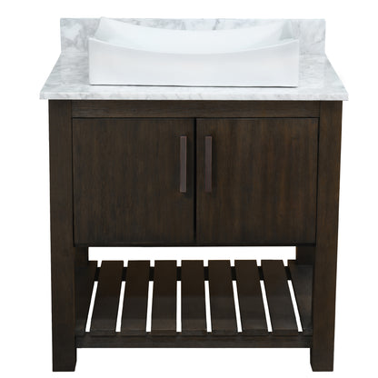 30-inch Bath Vanity with Carrara White Marble Counter and Sink - NOBV-30CM-CAR-01141