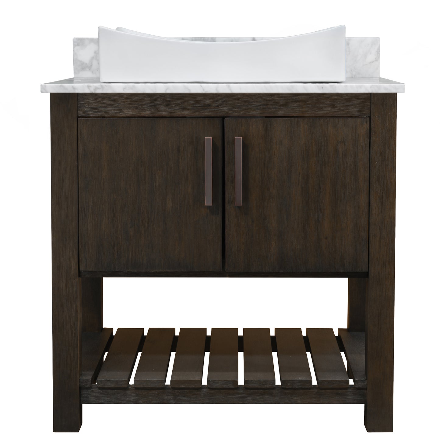 30-inch Bath Vanity with Carrara White Marble Counter and Sink - NOBV-30CM-CAR-01141