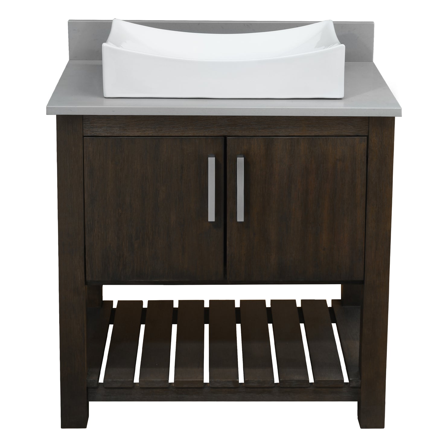30-inch Bath Vanity with Storm Grey Quartz Counter and Sink - NOBV-30CM-280-01141