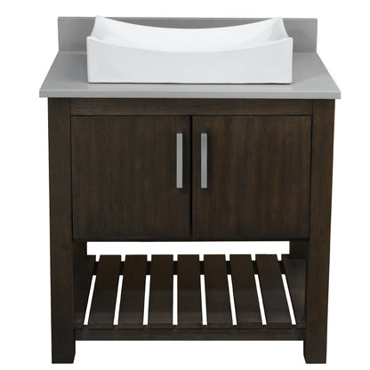 30-inch Bath Vanity with Storm Grey Quartz Counter and Sink - NOBV-30CM-280-01141