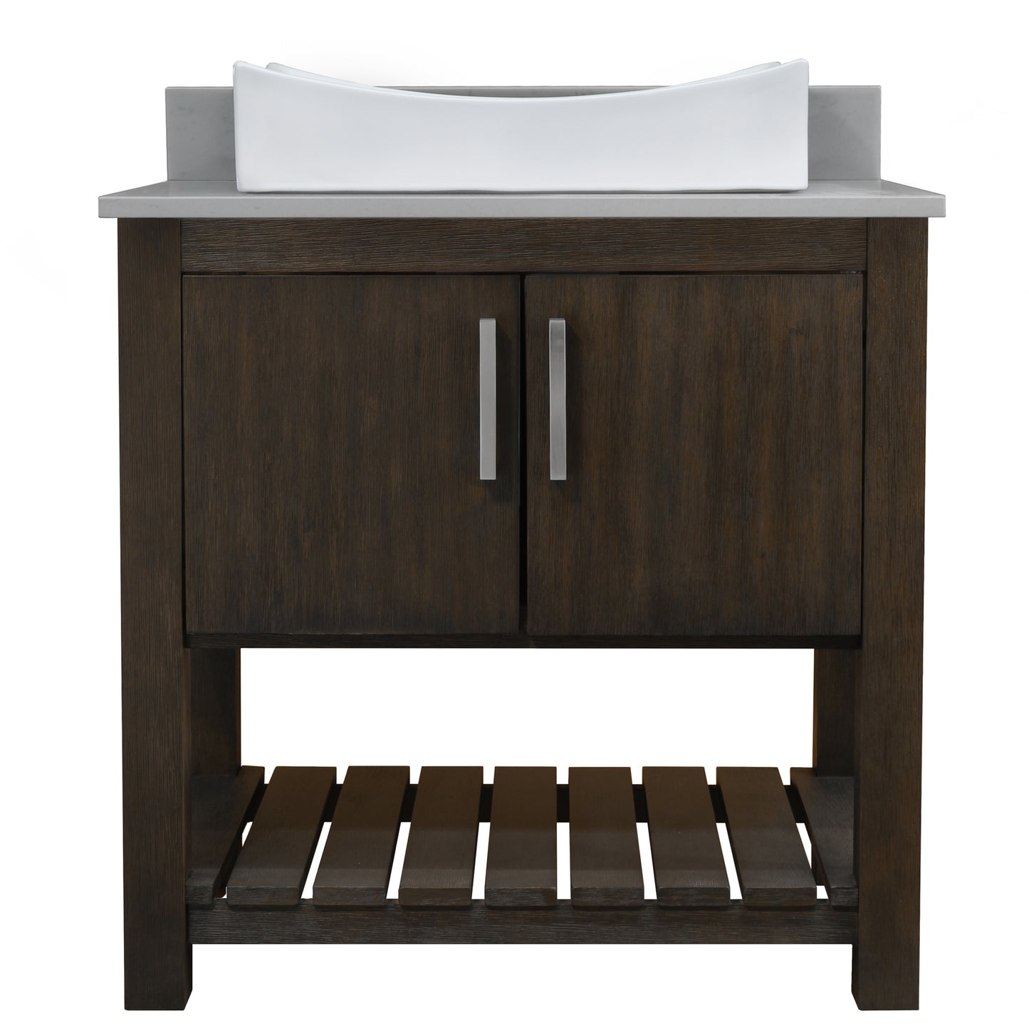 30-inch Bath Vanity with Storm Grey Quartz Counter and Sink - NOBV-30CM-280-01141