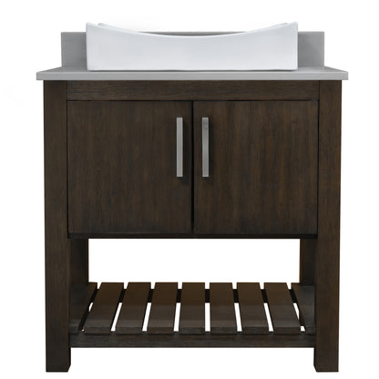 30-inch Bath Vanity with Storm Grey Quartz Counter and Sink - NOBV-30CM-280-01141