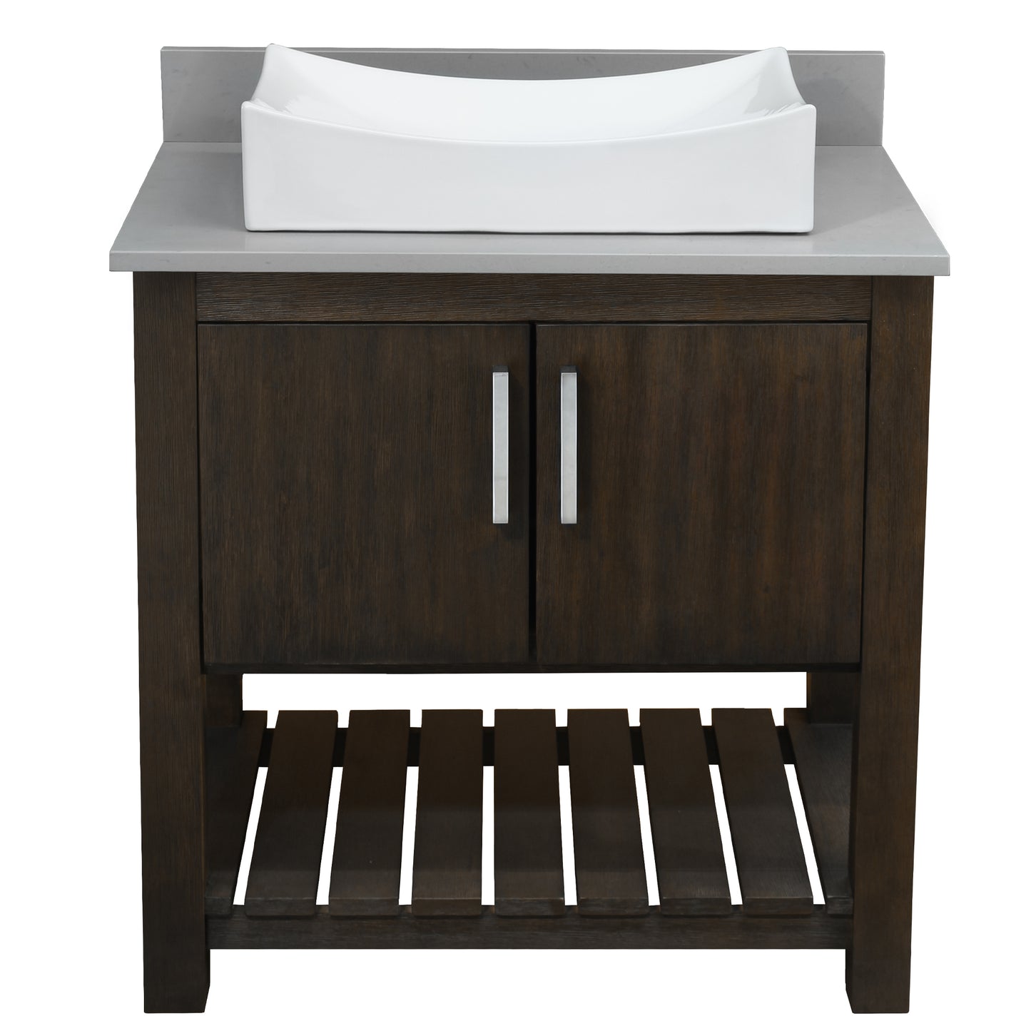 30-inch Bath Vanity with Storm Grey Quartz Counter and Sink - NOBV-30CM-280-01141