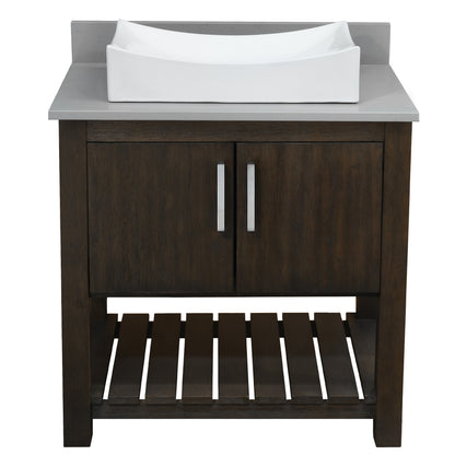 30-inch Bath Vanity with Storm Grey Quartz Counter and Sink - NOBV-30CM-280-01141