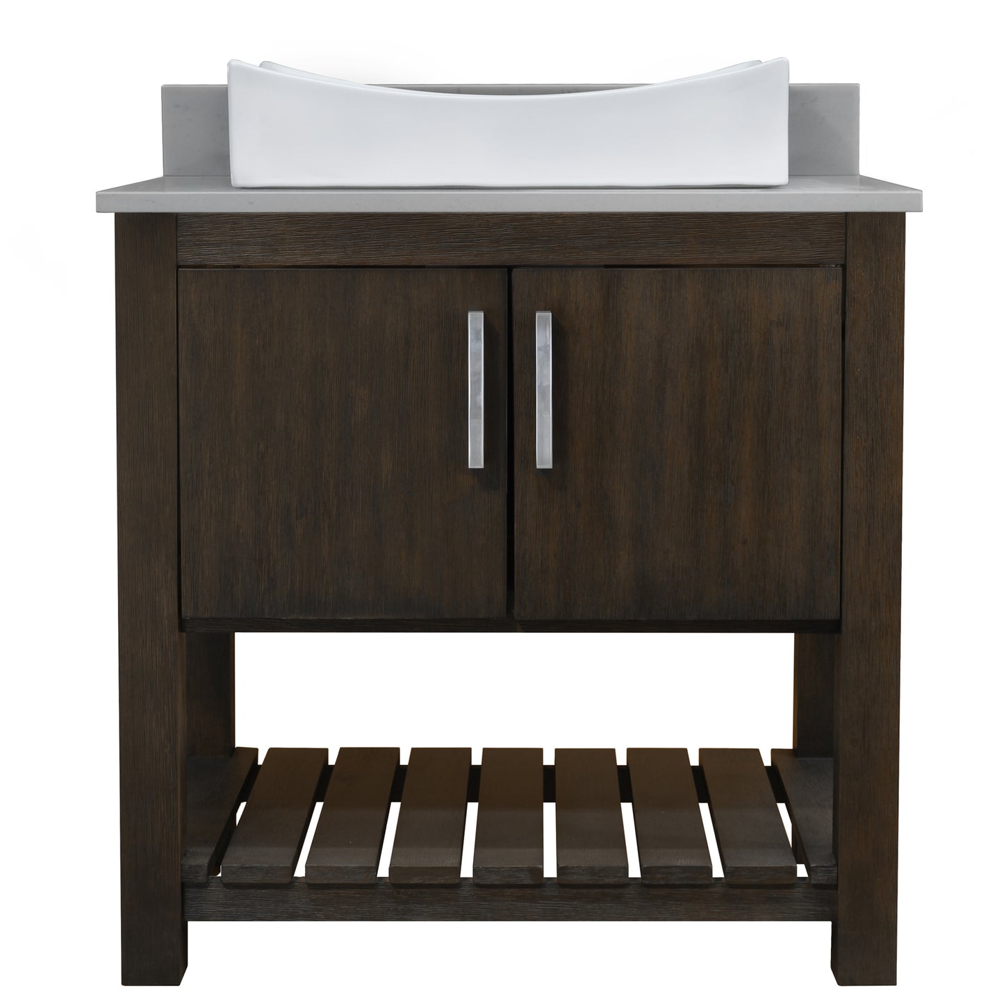 30-inch Bath Vanity with Storm Grey Quartz Counter and Sink - NOBV-30CM-280-01141