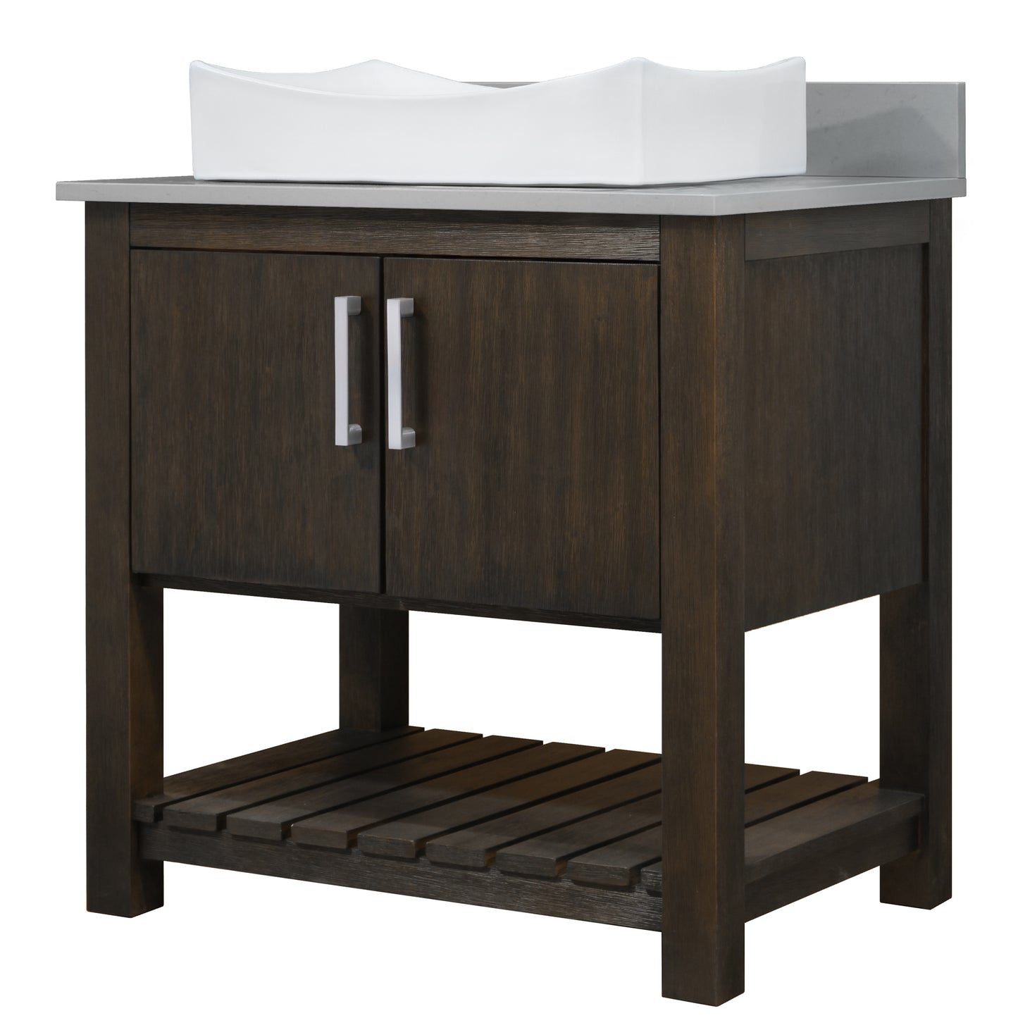 30-inch Bath Vanity with Storm Grey Quartz Counter and Sink - NOBV-30CM-280-01141