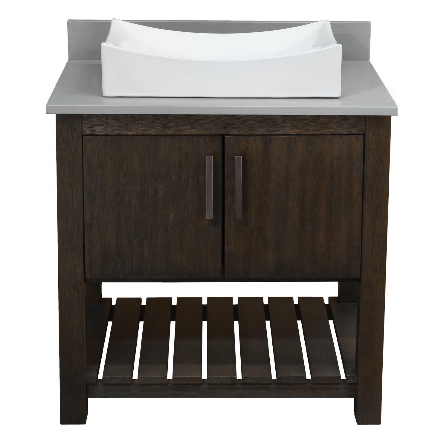 30-inch Bath Vanity with Storm Grey Quartz Counter and Sink - NOBV-30CM-280-01141