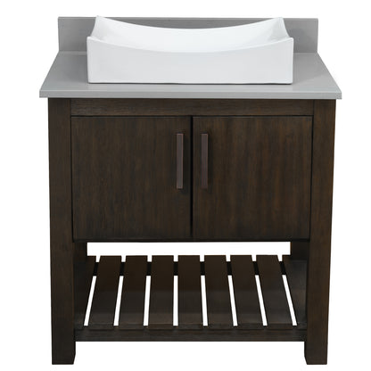 30-inch Bath Vanity with Storm Grey Quartz Counter and Sink - NOBV-30CM-280-01141