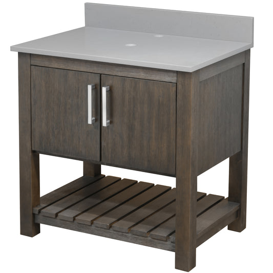 30-inch Vanity with Storm Grey Quartz Counter NOBV-30CM-280