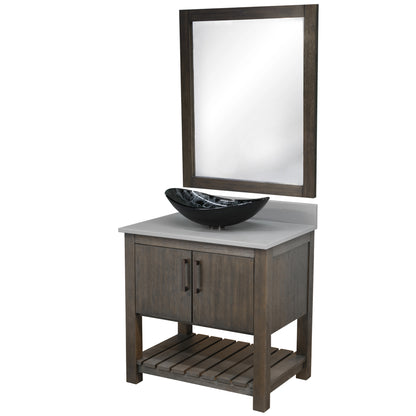 30-inch Bath Vanity with Storm Grey Quartz Counter and Sink - NOBV-30CM-280-G012-8031