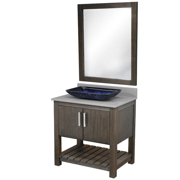 30-inch Bath Vanity with Storm Grey Quartz Counter and Sink - NOBV-30CM-280-19034