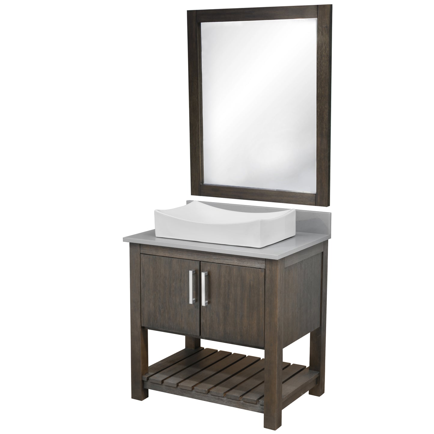 30-inch Bath Vanity with Storm Grey Quartz Counter and Sink - NOBV-30CM-280-01141