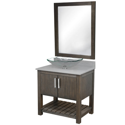 30-inch Bath Vanity with Storm Grey Quartz Counter and Sink - NOBV-30CM-280-317C