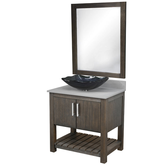 30-inch Bath Vanity with Storm Grey Quartz Counter and Sink - NOBV-30CM-280-317G