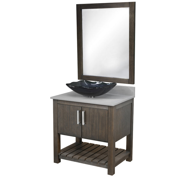 30-inch Bath Vanity with Storm Grey Quartz Counter and Sink - NOBV-30CM-280-317G