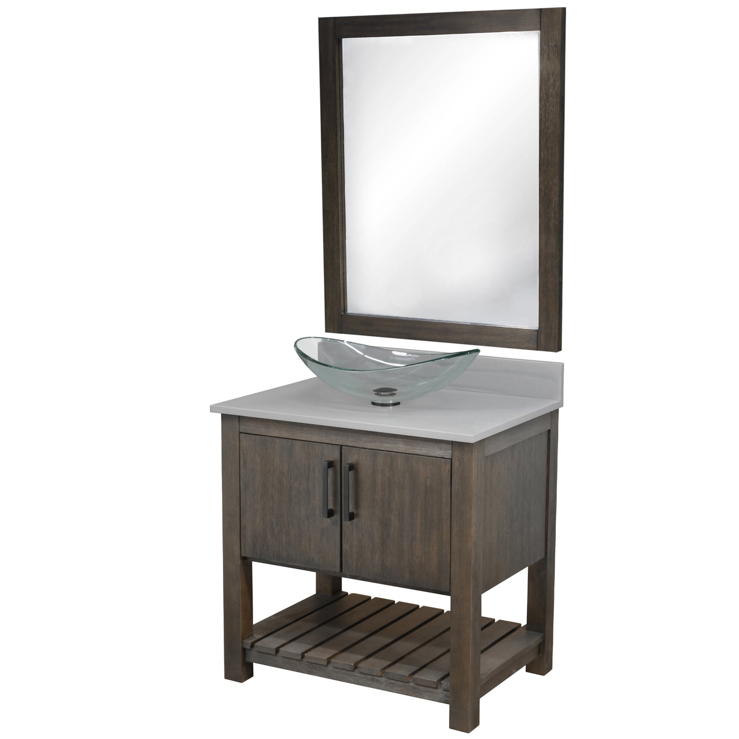 30-inch Bath Vanity with Storm Grey Quartz Counter and Sink - NOBV-30CM-280-324C