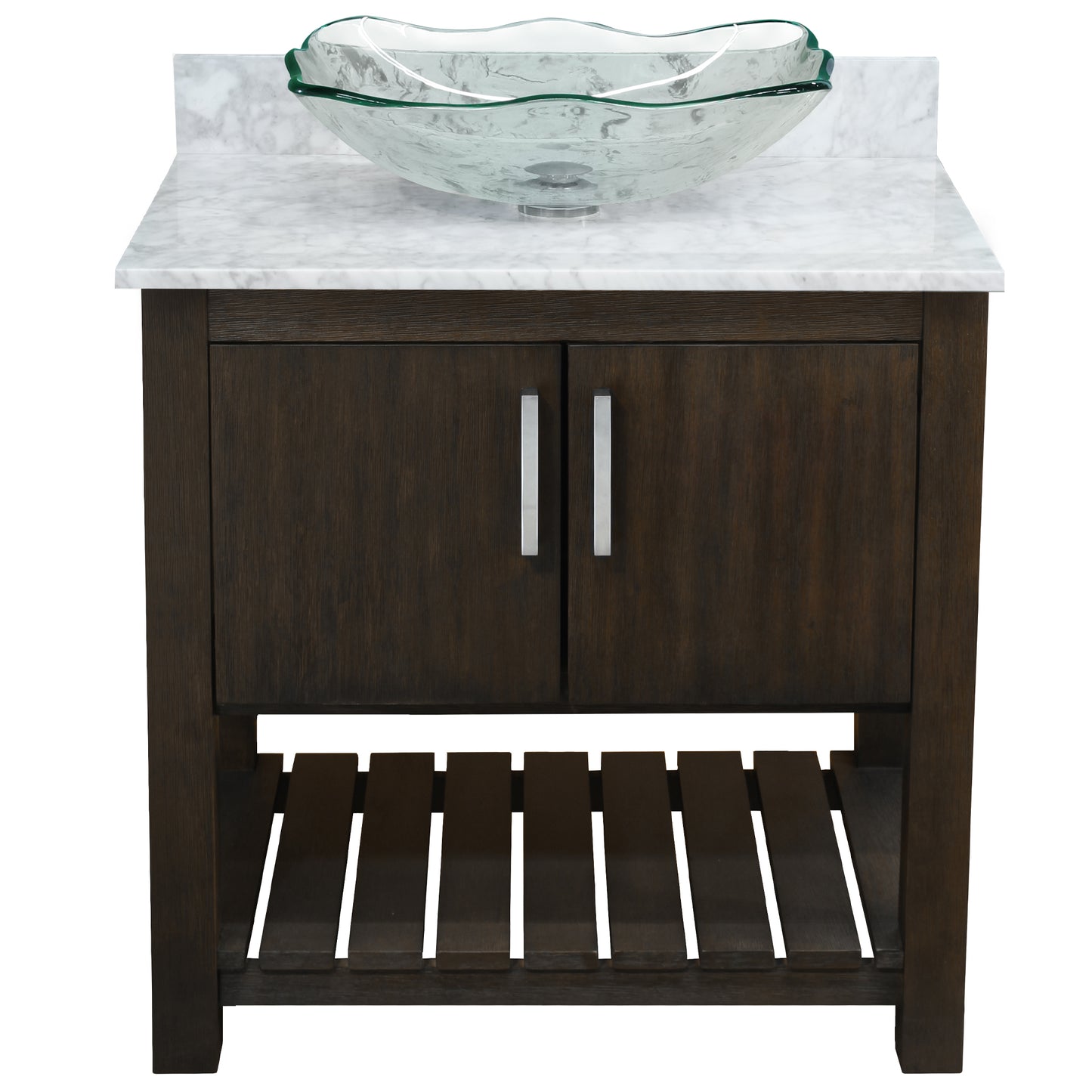 30-inch Bath Vanity with Carrara White Marble Counter and Sink - NOBV-30CM-CAR-317C