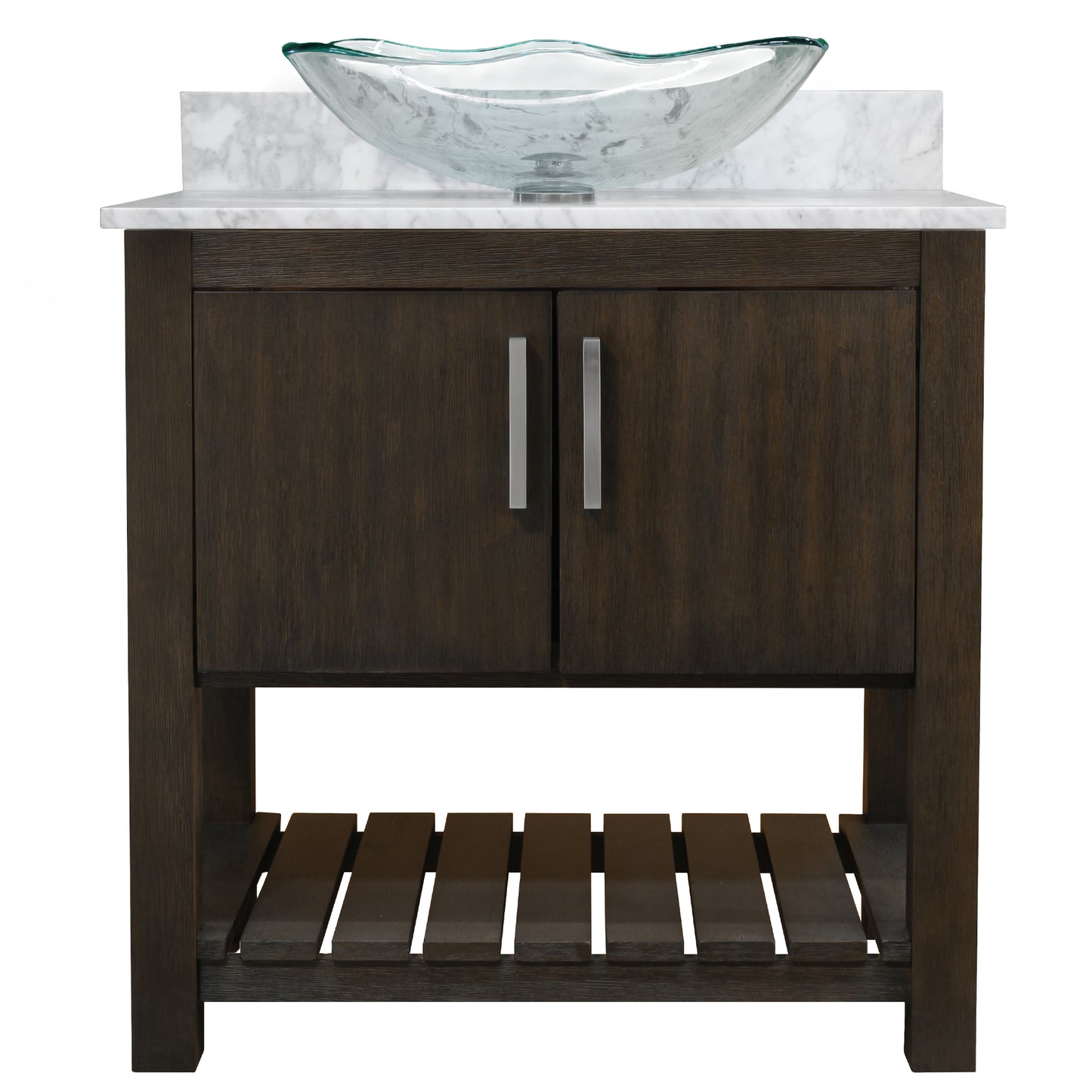 30-inch Bath Vanity with Carrara White Marble Counter and Sink - NOBV-30CM-CAR-317C