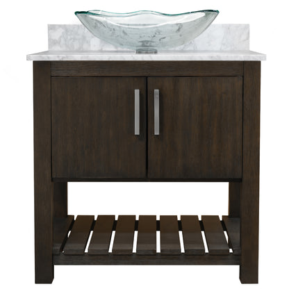 30-inch Bath Vanity with Carrara White Marble Counter and Sink - NOBV-30CM-CAR-317C