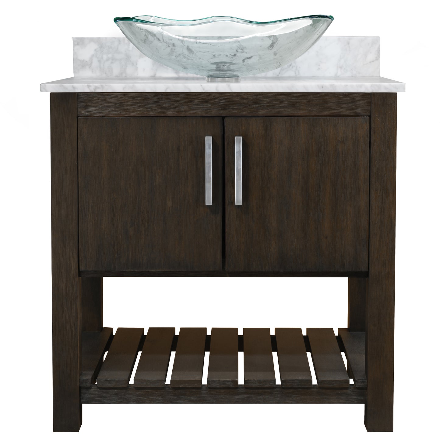 30-inch Bath Vanity with Carrara White Marble Counter and Sink - NOBV-30CM-CAR-317C