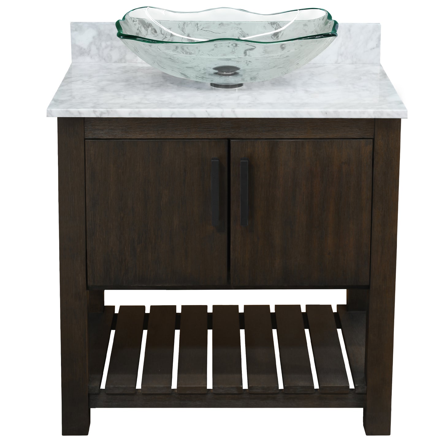 30-inch Bath Vanity with Carrara White Marble Counter and Sink - NOBV-30CM-CAR-317C