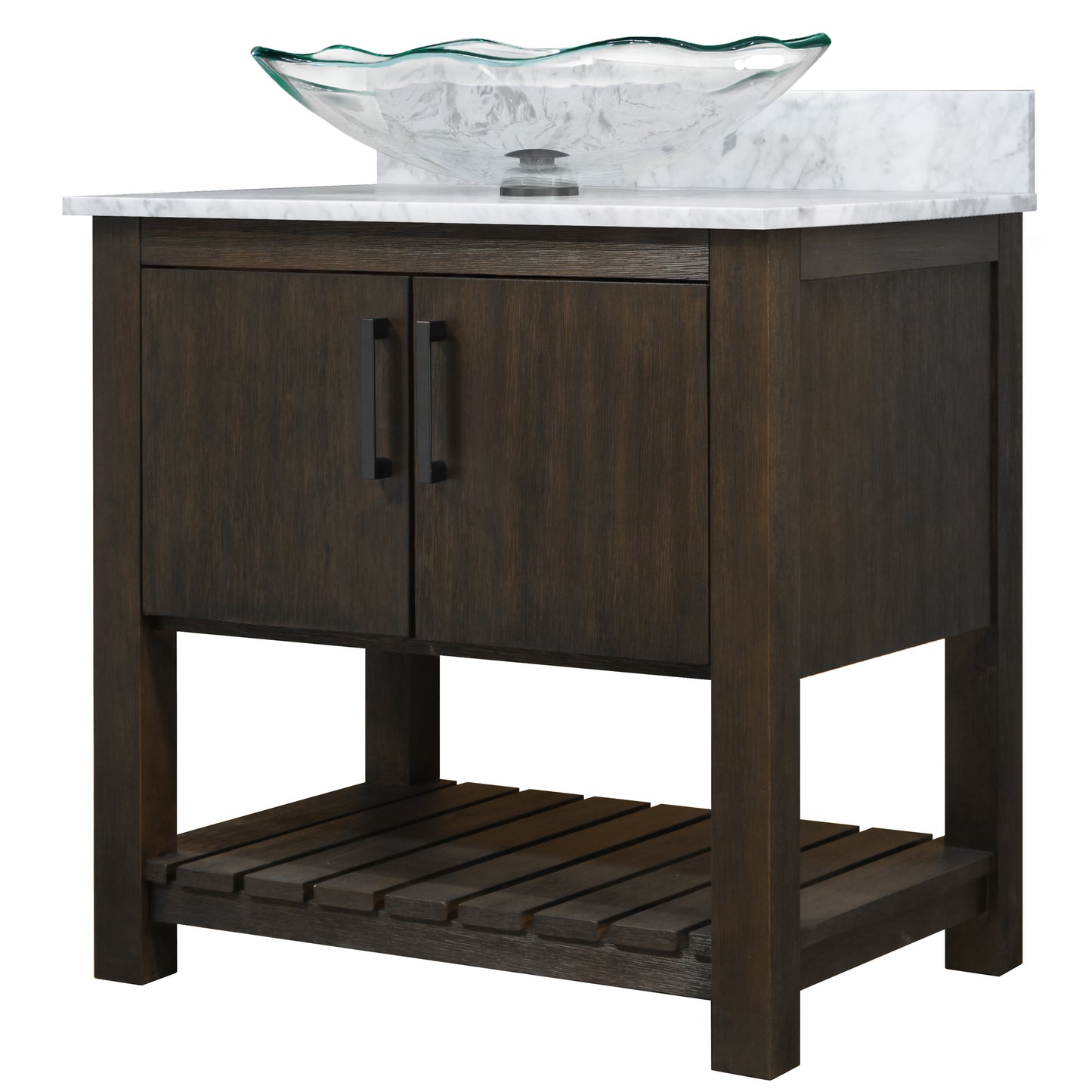 30-inch Bath Vanity with Carrara White Marble Counter and Sink - NOBV-30CM-CAR-317C