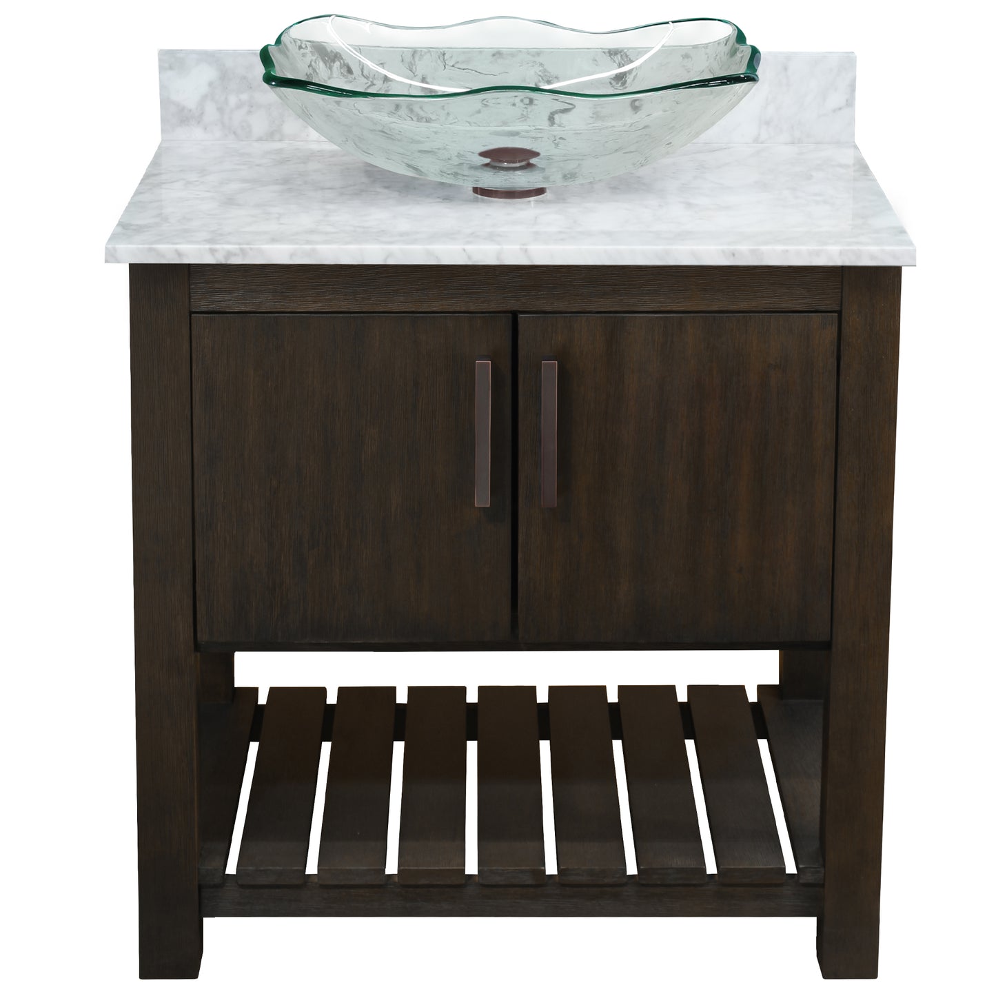 30-inch Bath Vanity with Carrara White Marble Counter and Sink - NOBV-30CM-CAR-317C
