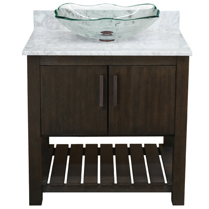30-inch Bath Vanity with Carrara White Marble Counter and Sink - NOBV-30CM-CAR-317C