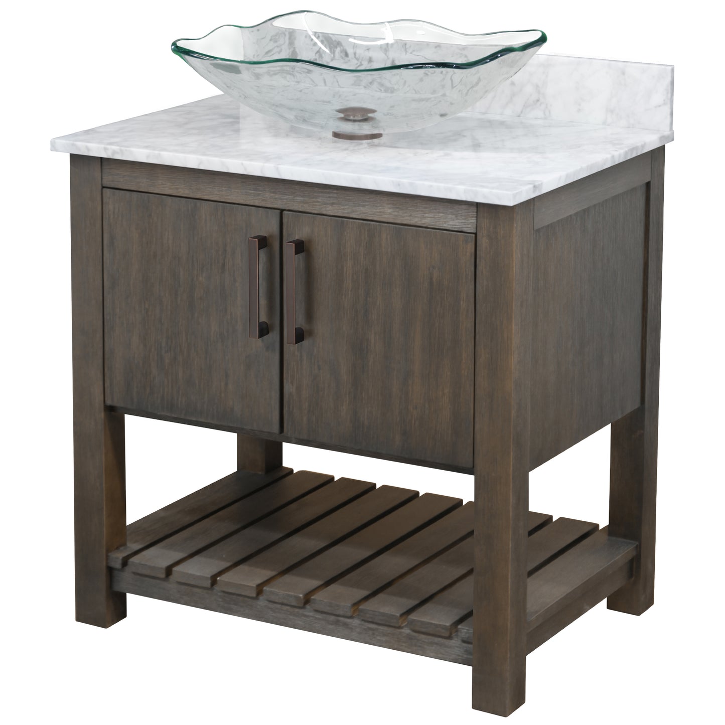 30-inch Bath Vanity with Carrara White Marble Counter and Sink - NOBV-30CM-CAR-317C