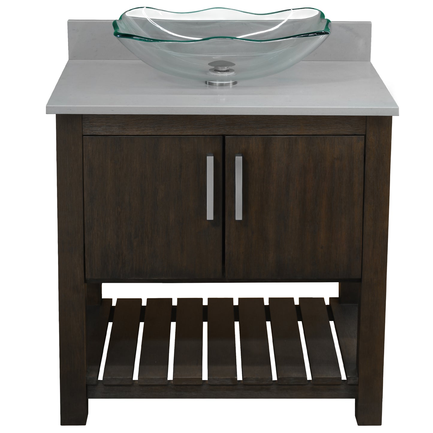 30-inch Bath Vanity with Storm Grey Quartz Counter and Sink - NOBV-30CM-280-317C