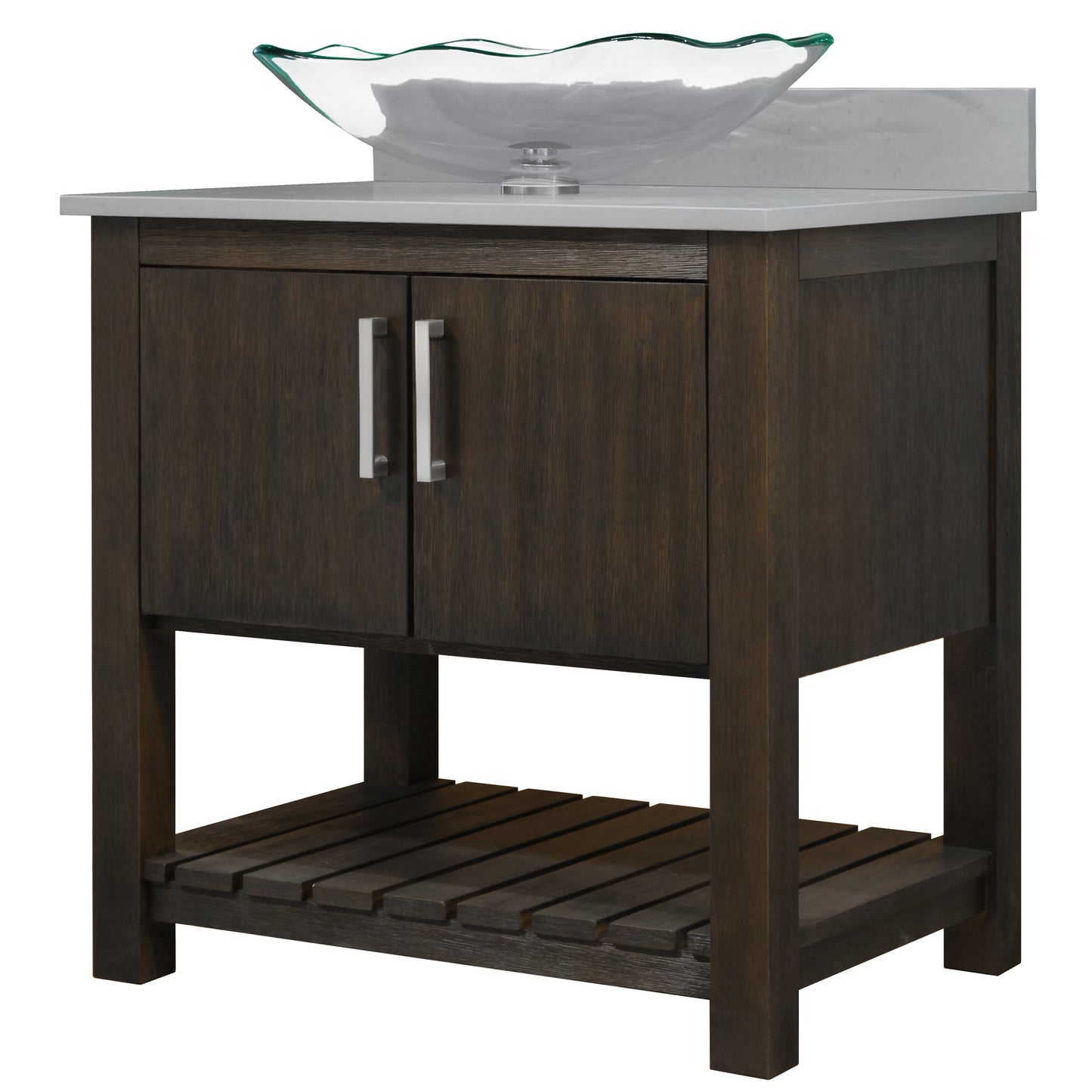 30-inch Bath Vanity with Storm Grey Quartz Counter and Sink - NOBV-30CM-280-317C