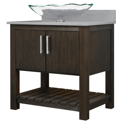 30-inch Bath Vanity with Storm Grey Quartz Counter and Sink - NOBV-30CM-280-317C