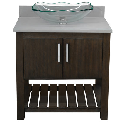 30-inch Bath Vanity with Storm Grey Quartz Counter and Sink - NOBV-30CM-280-317C