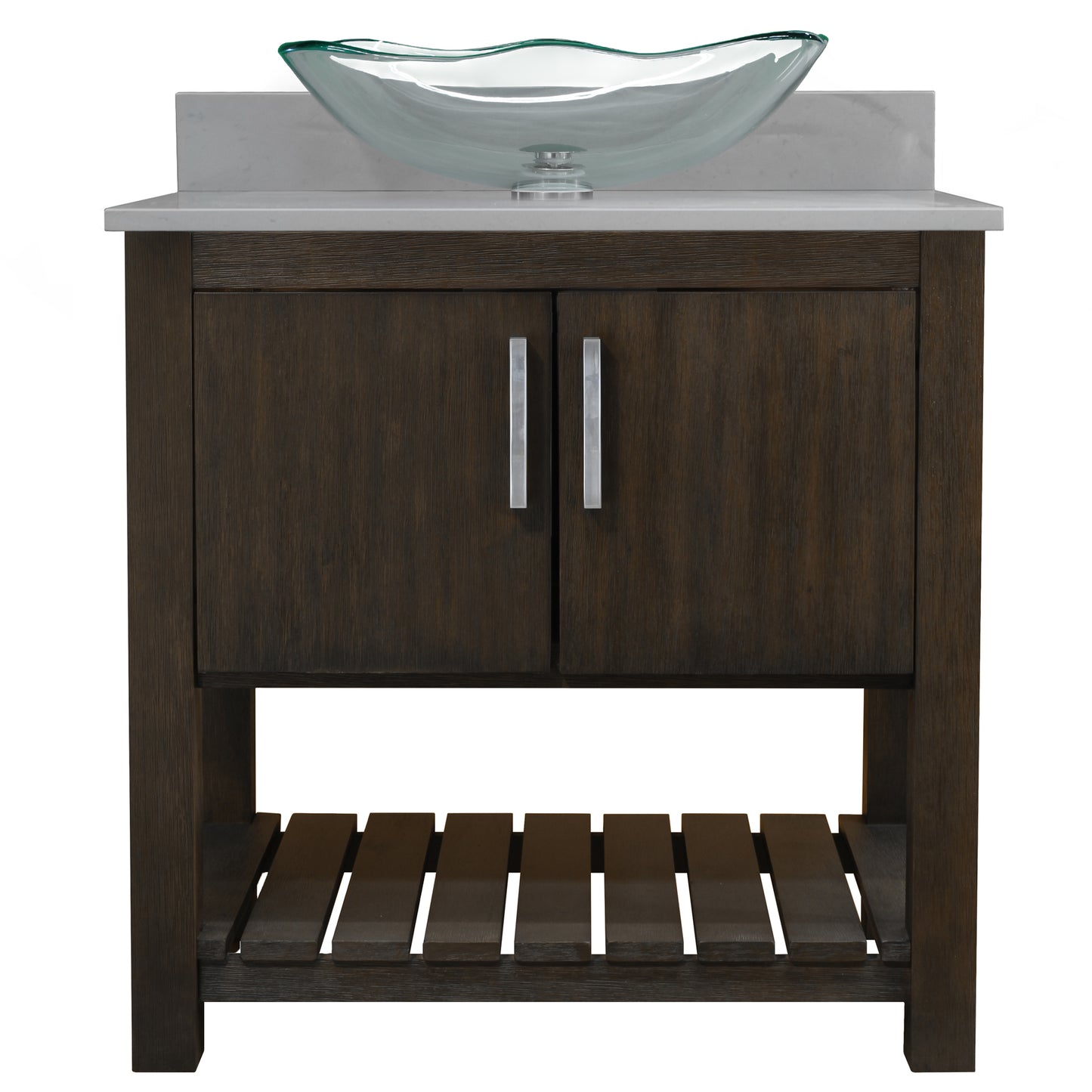 30-inch Bath Vanity with Storm Grey Quartz Counter and Sink - NOBV-30CM-280-317C