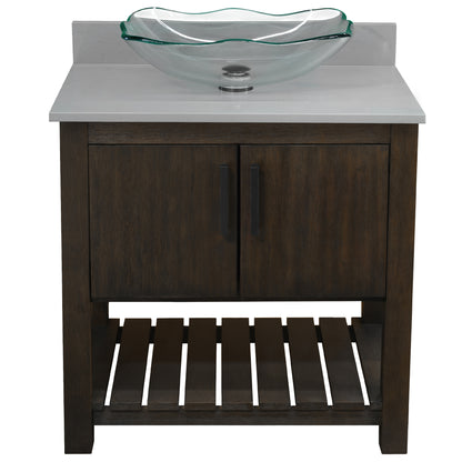 30-inch Bath Vanity with Storm Grey Quartz Counter and Sink - NOBV-30CM-280-317C