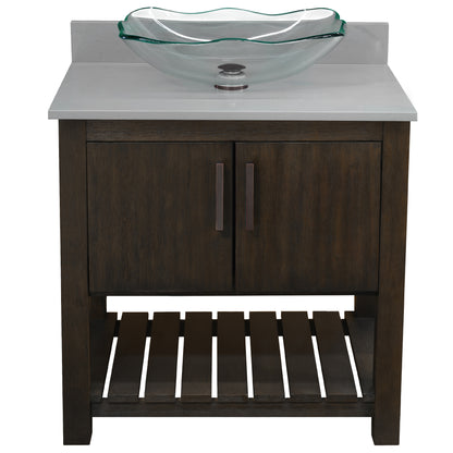 30-inch Bath Vanity with Storm Grey Quartz Counter and Sink - NOBV-30CM-280-317C