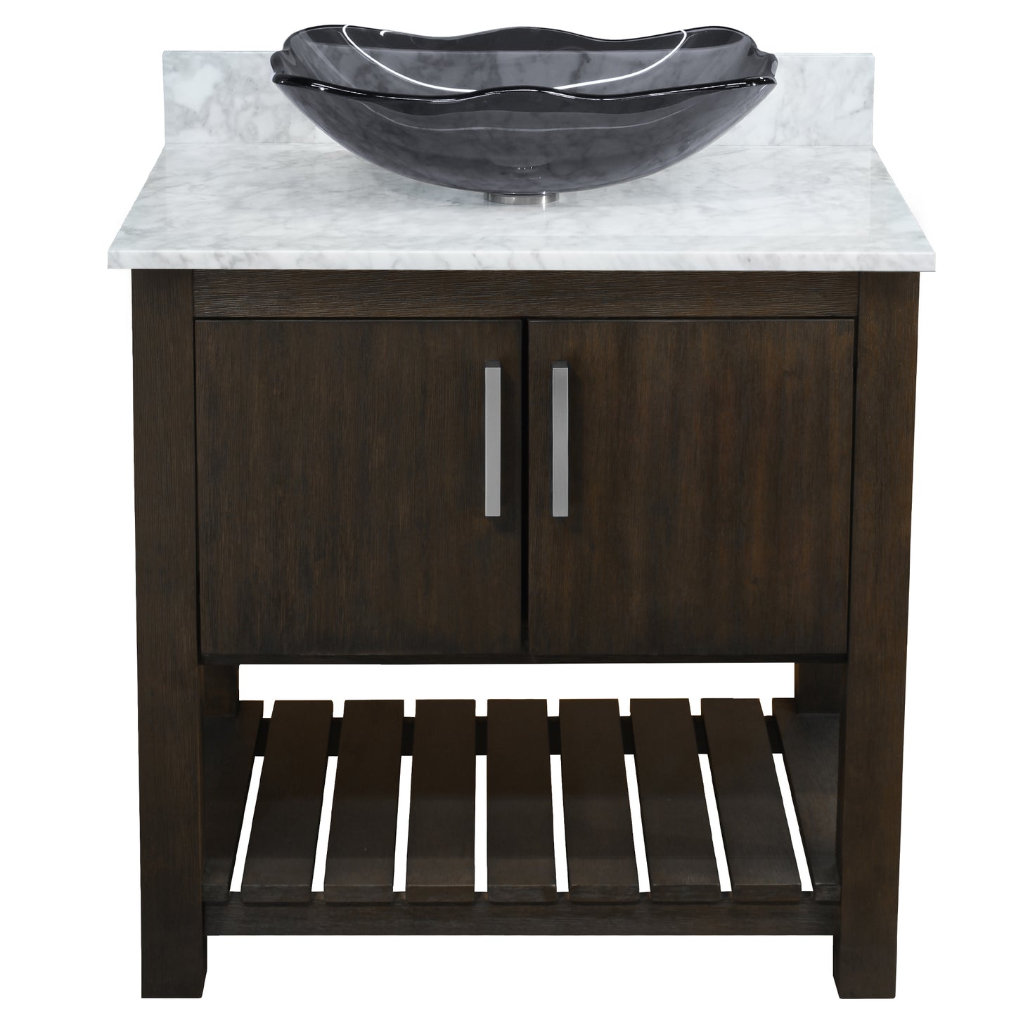 30-inch Bath Vanity with Carrara White Marble Counter and Sink - NOBV-30CM-CAR-317G