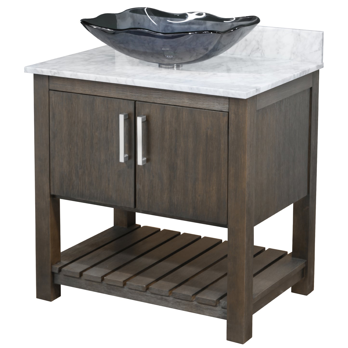 30-inch Bath Vanity with Carrara White Marble Counter and Sink - NOBV-30CM-CAR-317G