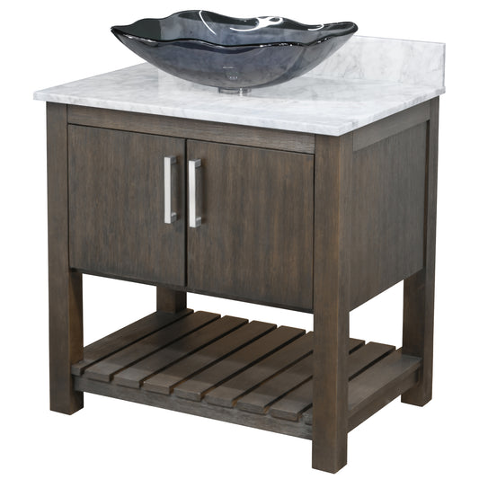 30-inch Bath Vanity with Carrara White Marble Counter and Sink - NOBV-30CM-CAR-317G