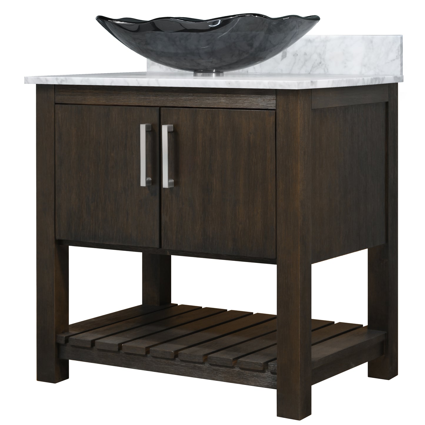 30-inch Bath Vanity with Carrara White Marble Counter and Sink - NOBV-30CM-CAR-317G