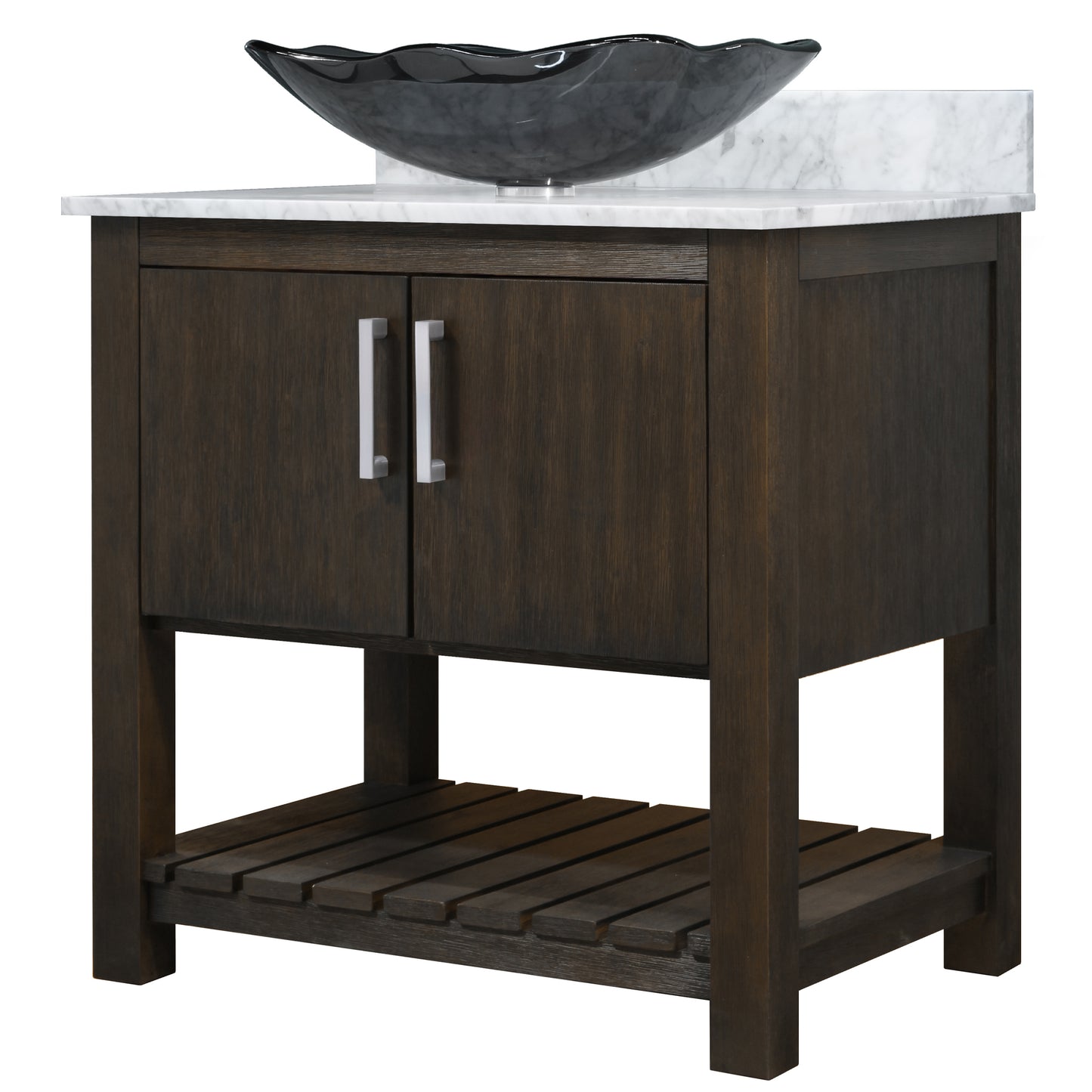 30-inch Bath Vanity with Carrara White Marble Counter and Sink - NOBV-30CM-CAR-317G