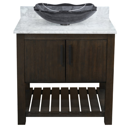 30-inch Bath Vanity with Carrara White Marble Counter and Sink - NOBV-30CM-CAR-317G