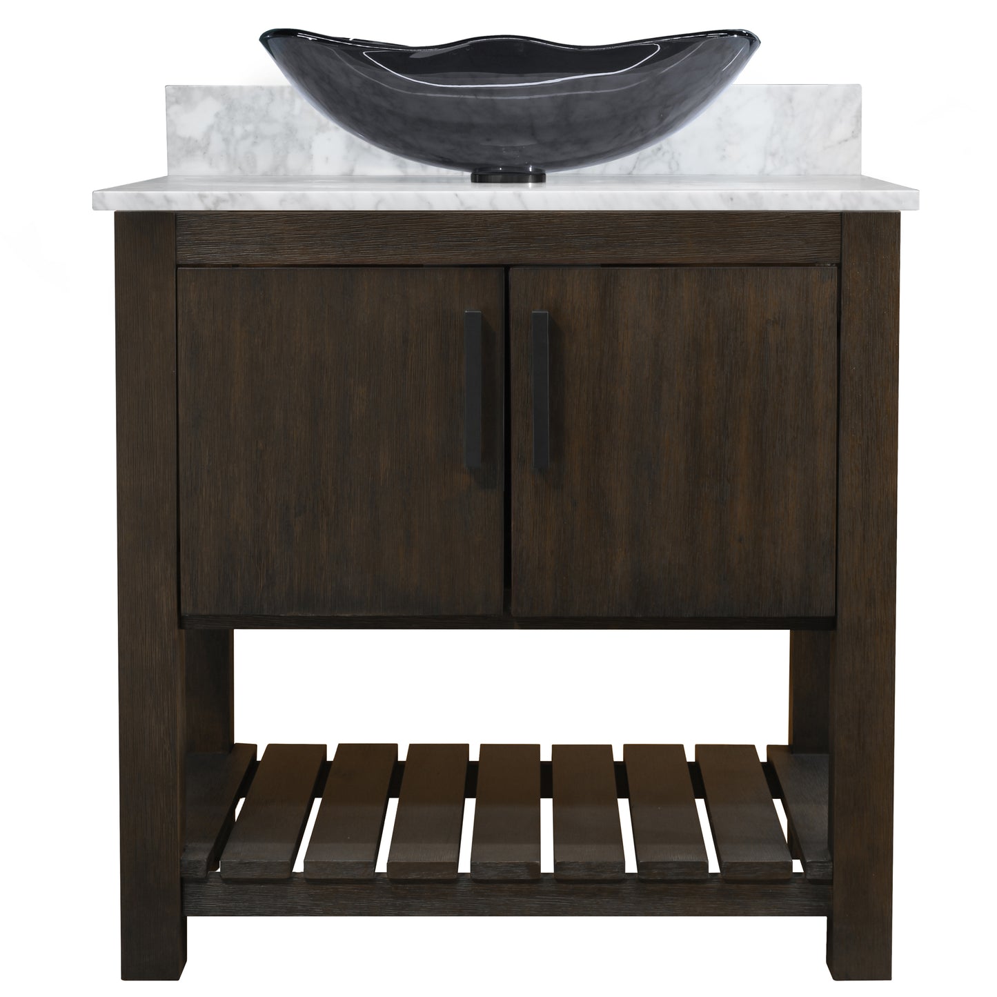 30-inch Bath Vanity with Carrara White Marble Counter and Sink - NOBV-30CM-CAR-317G